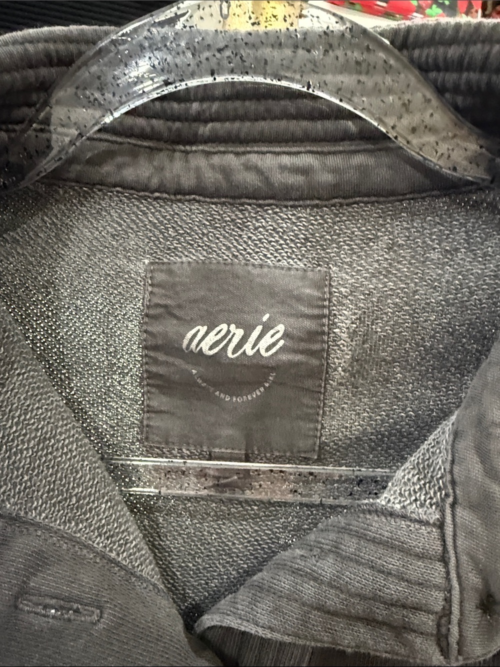aerie Lumber Jane Black Oversized Pullover with Chest Pockets XS - Picture 3 of 4